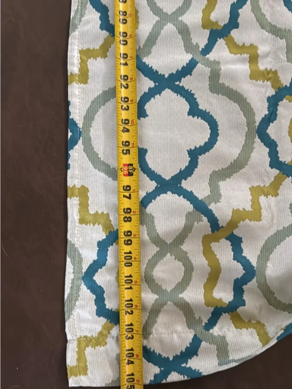 Geometric Grommet Curtain Panel in Teal, Olive & Gray